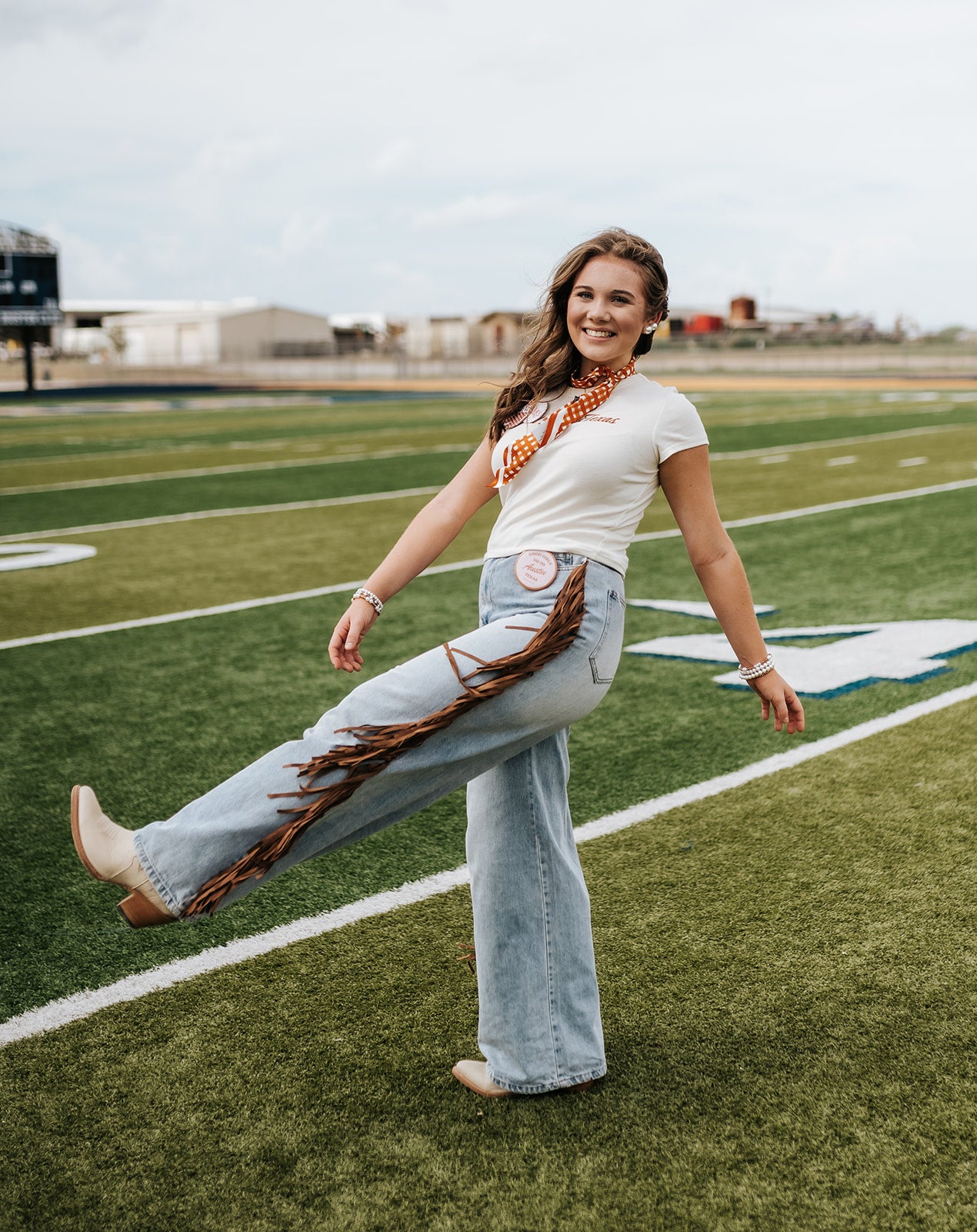 Suede Fringe Light Wash Denim Pants FP2309