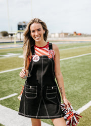 Black Game Day Overall Mini Dress C43515