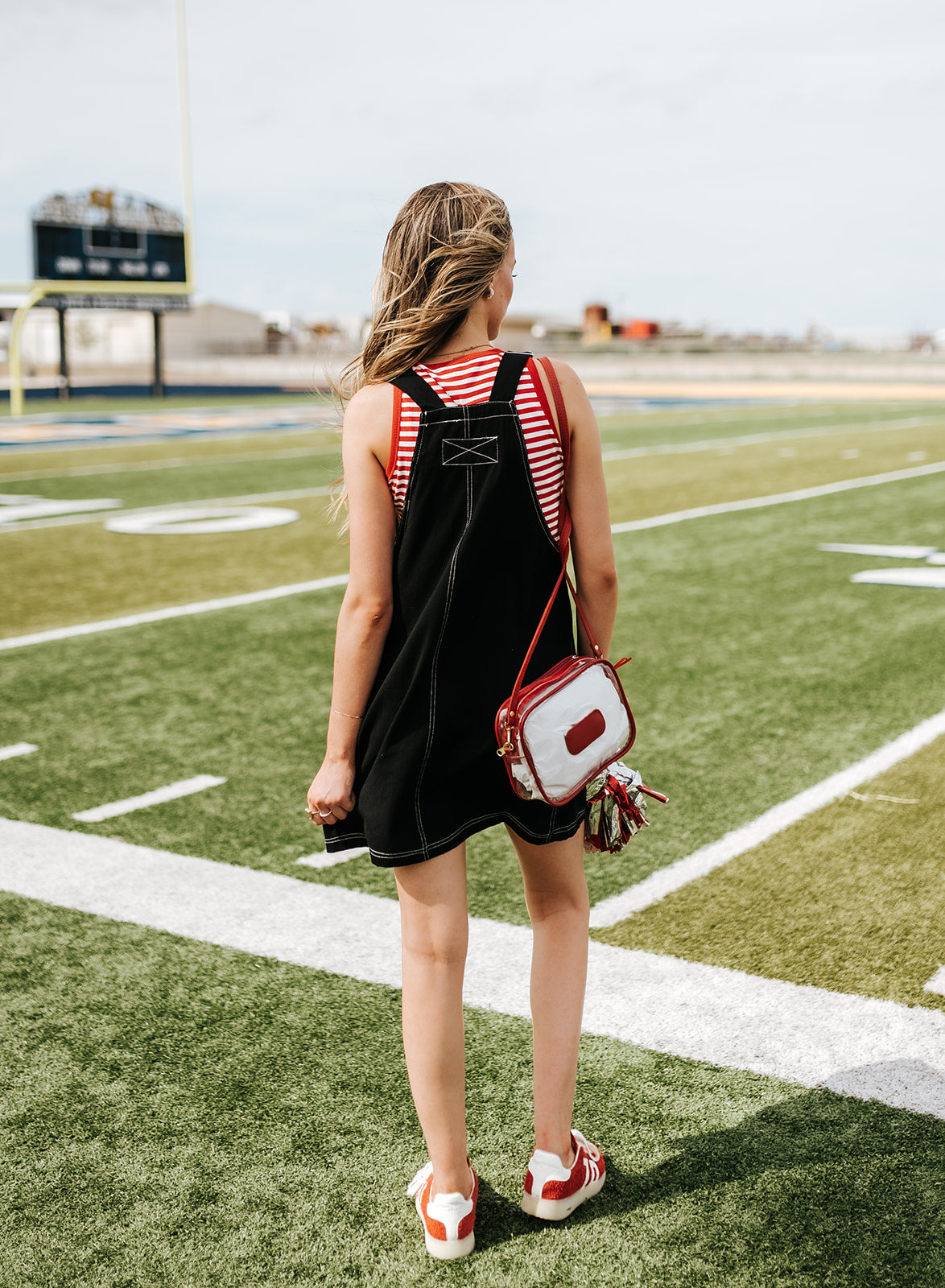 Black Game Day Overall Mini Dress C43515