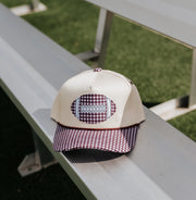 Maroon Gingham Football Canvas Cap