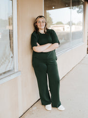 Deep Forrest Simple Scuba Wide-Leg Pant KP5289