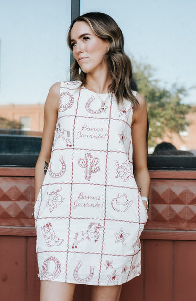 Cream Western Flair Shift Dress
