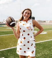 Burnt Orange Polka Dot woven midi dress ID24338