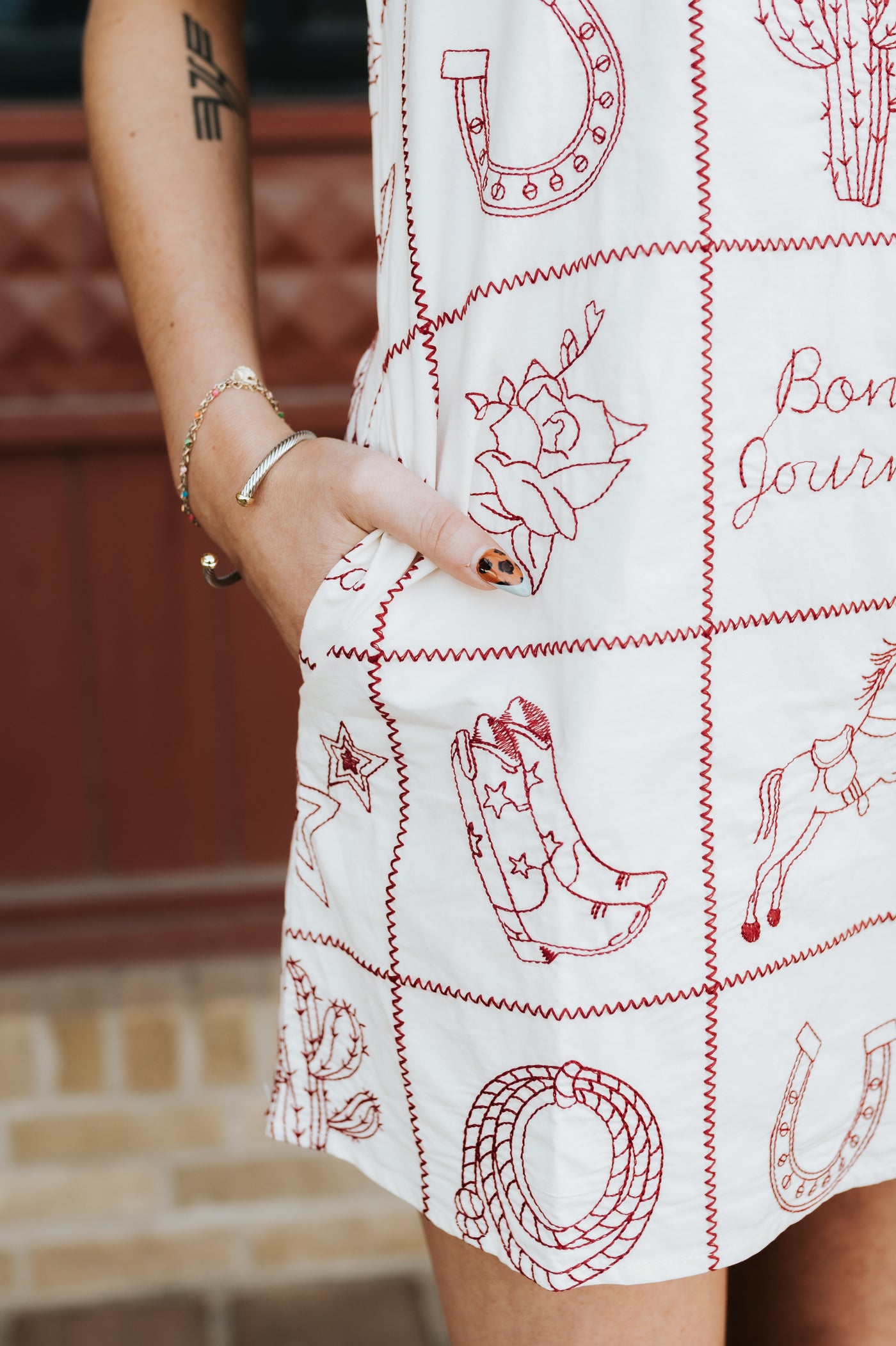 Cream Western Flair Shift Dress