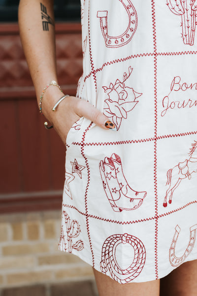 Cream Western Flair Shift Dress