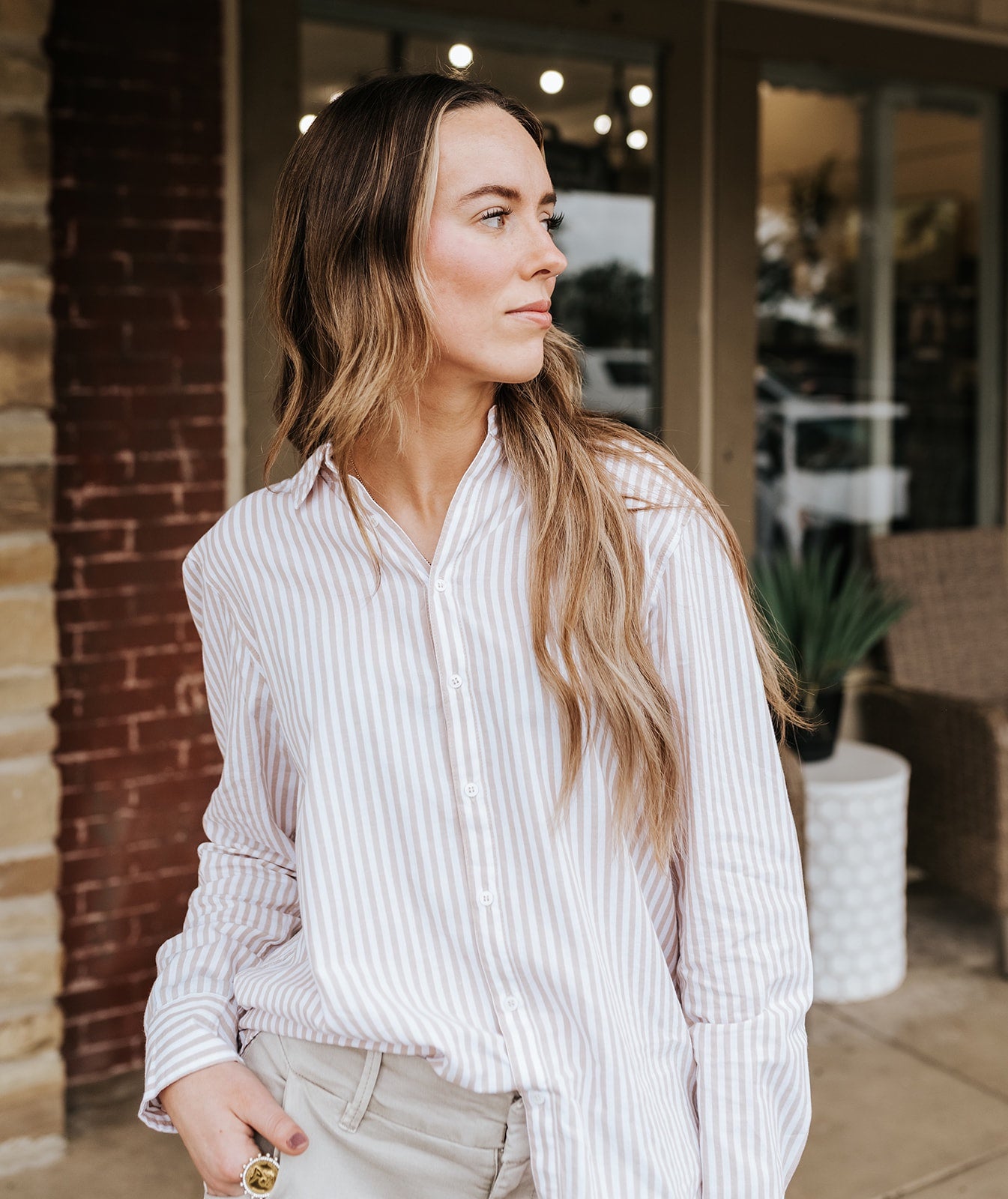 Taupe Stripe Lolita Shirt