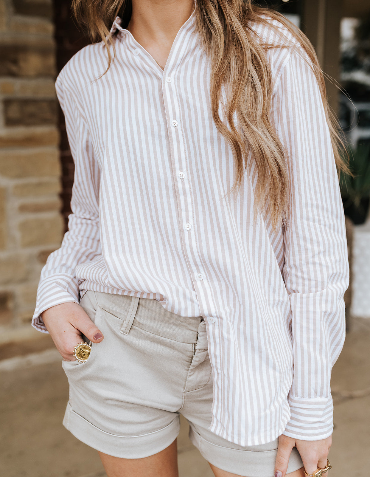 Taupe Stripe Lolita Shirt