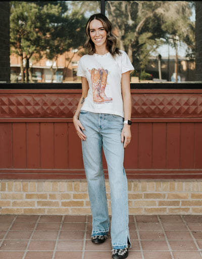 Natural Splatter Boots Hi-Lo Tee 10028-ER129