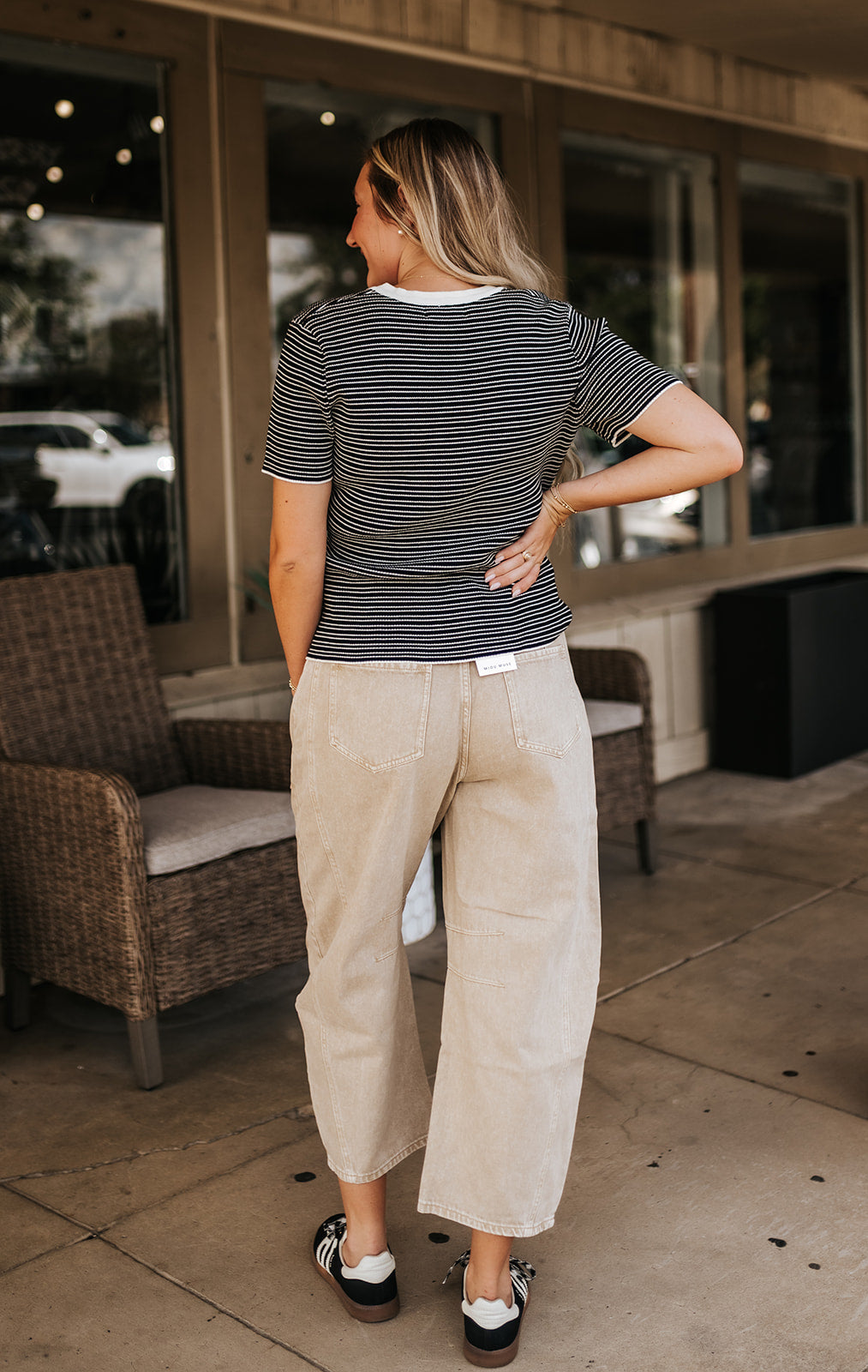 Beige Barrel Cotton Pants P3820
