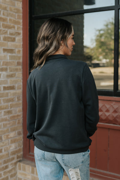 Wrangler Women's Long Live Cowboys Quarter Zip Pullover in Black 112361176