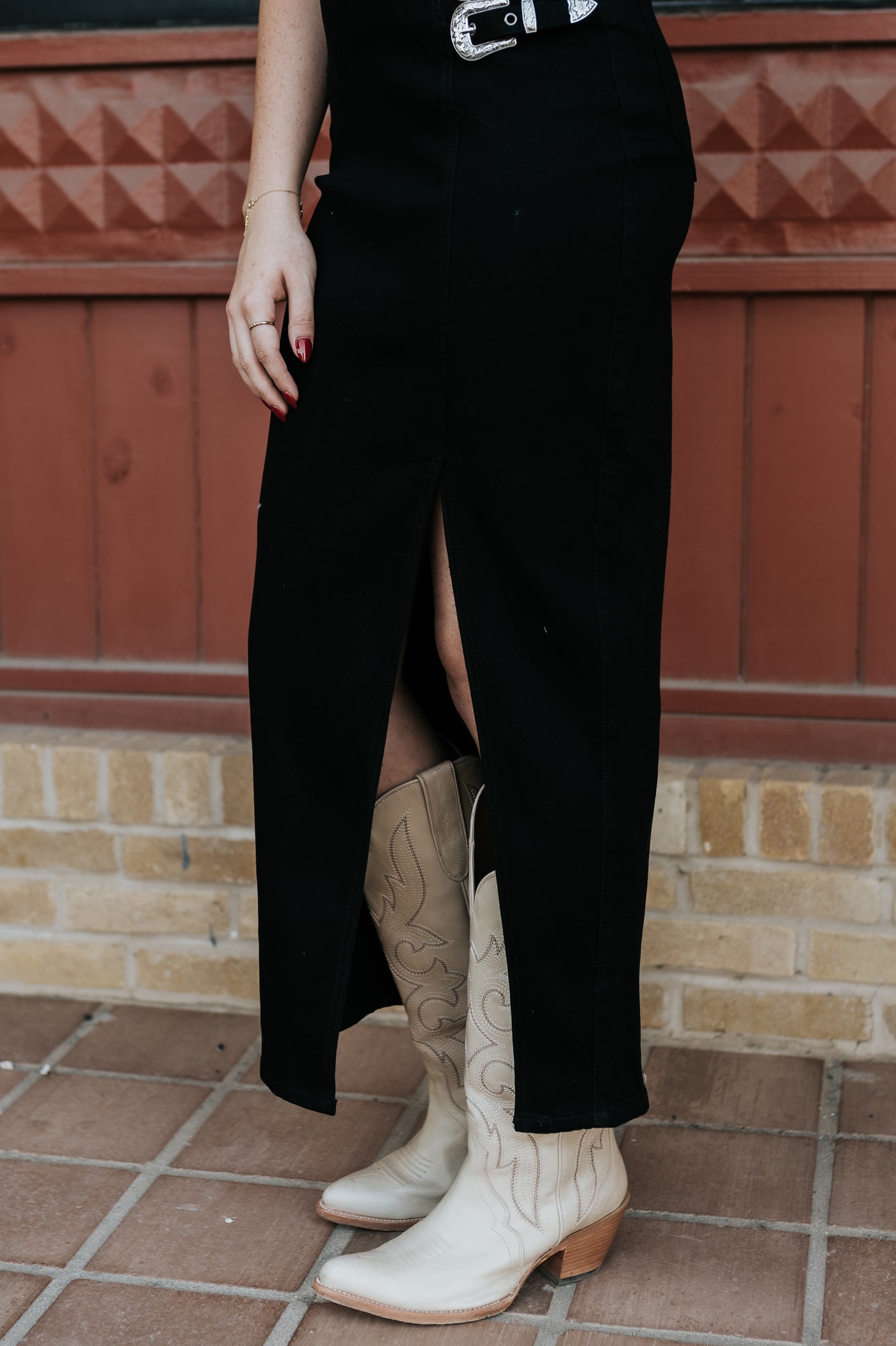 Rock & Roll Women's Denim Maxi Skirt Black BW69D07224