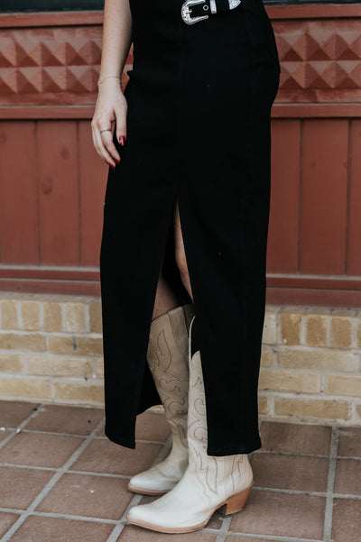 Rock & Roll Women's Denim Maxi Skirt Black BW69D07224