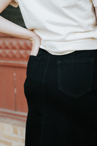 Rock & Roll Women's Denim Maxi Skirt Black BW69D07224