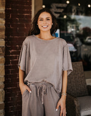Mocha Mineral Washed Boxy Top T0080