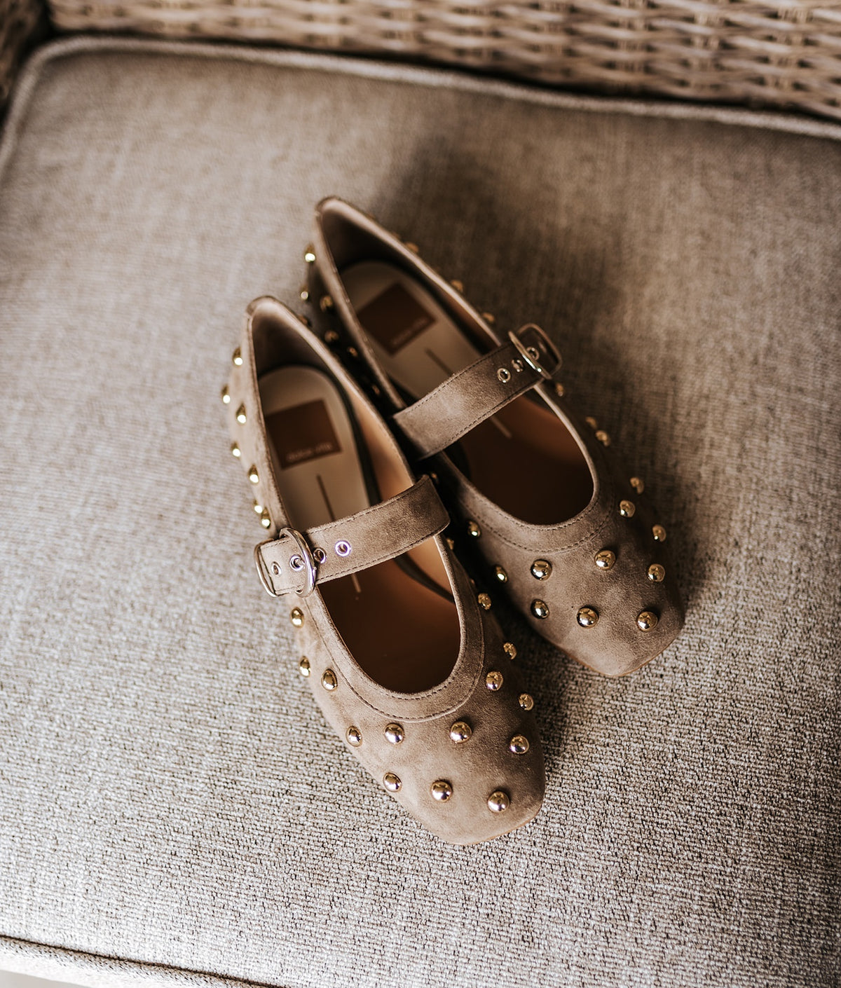 Dolce Vita Mikel Stud Olive Suede Flats