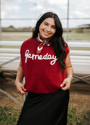 Burgundy Gameday Embroidered Sweater Vest CSW10210-1