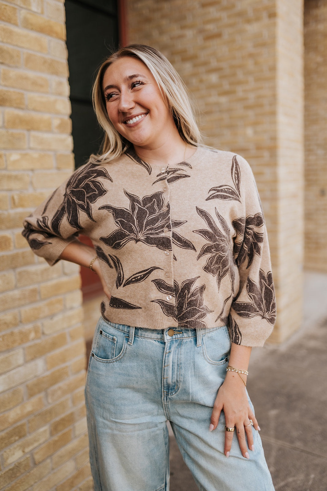 Valor Floral Cardigan Soft Ecru ZW263311