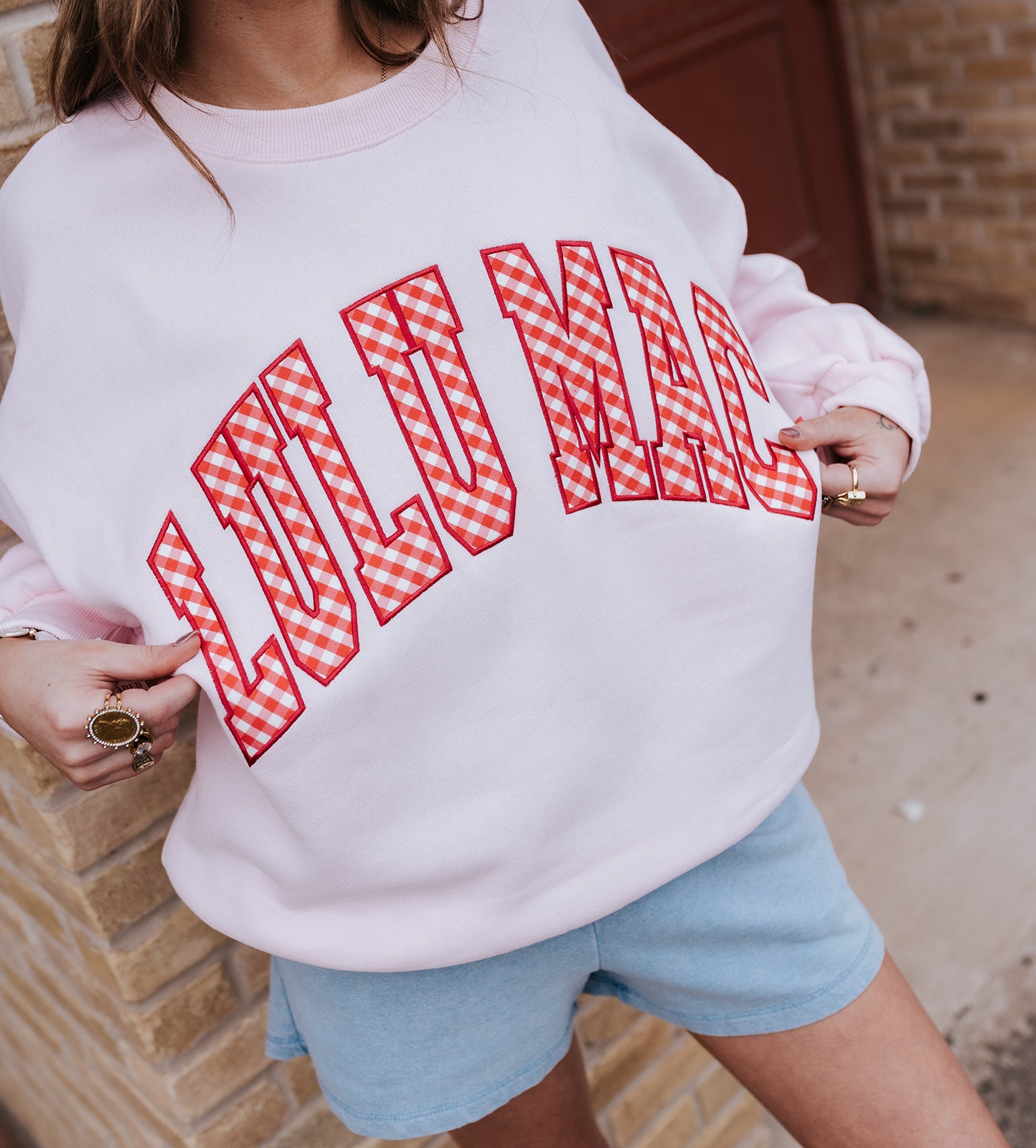 LM Pink/Red Gingham Sweatshirt