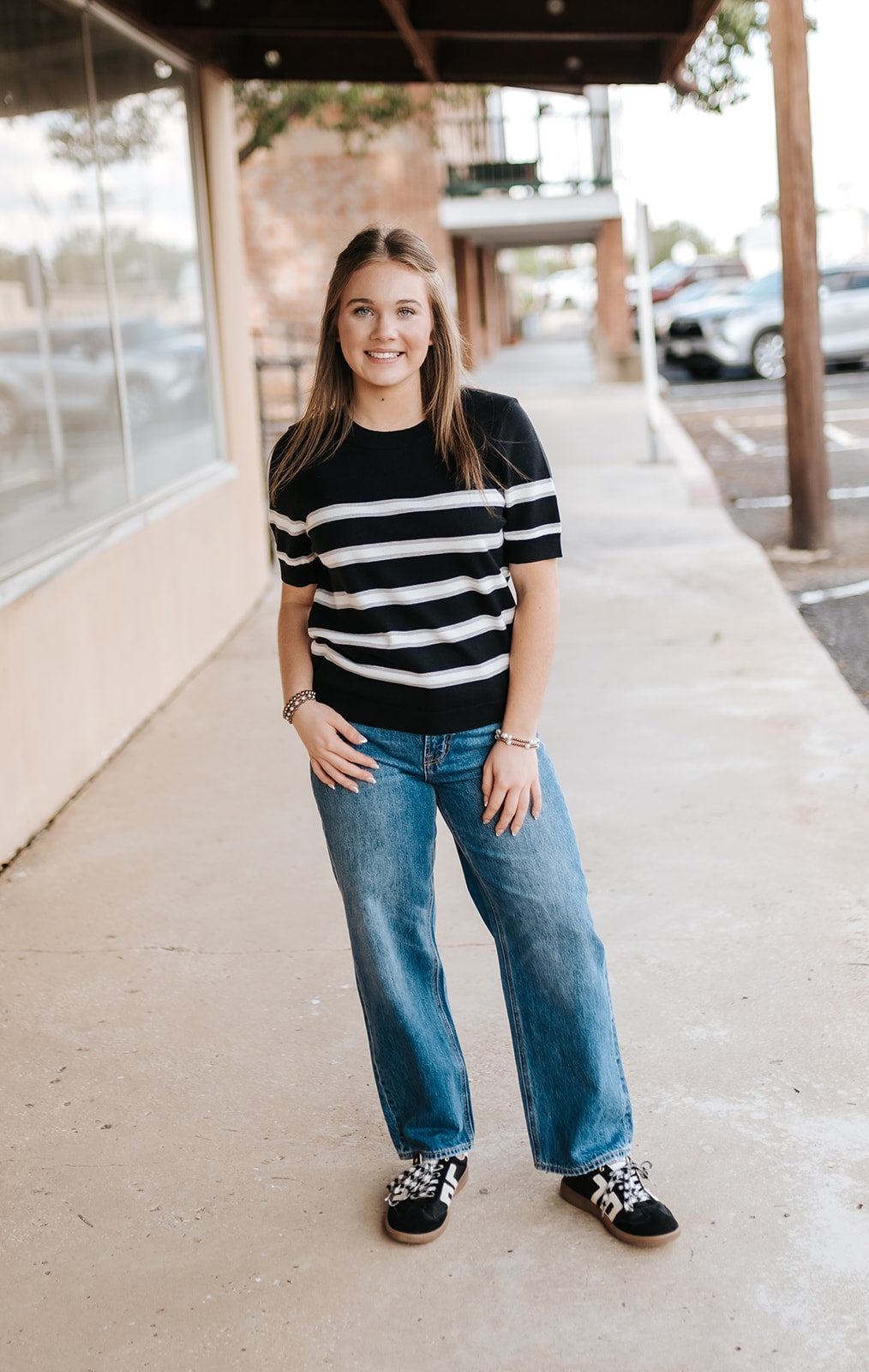 Black/Grey Amaris Short Sleeve Sweater