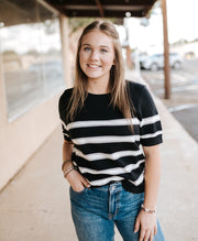 Black/Grey Amaris Short Sleeve Sweater