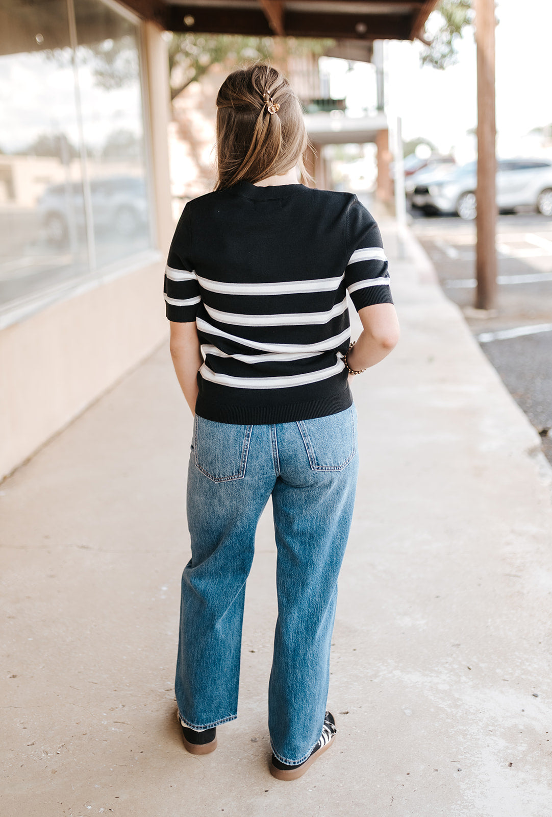 Black/Grey Amaris Short Sleeve Sweater