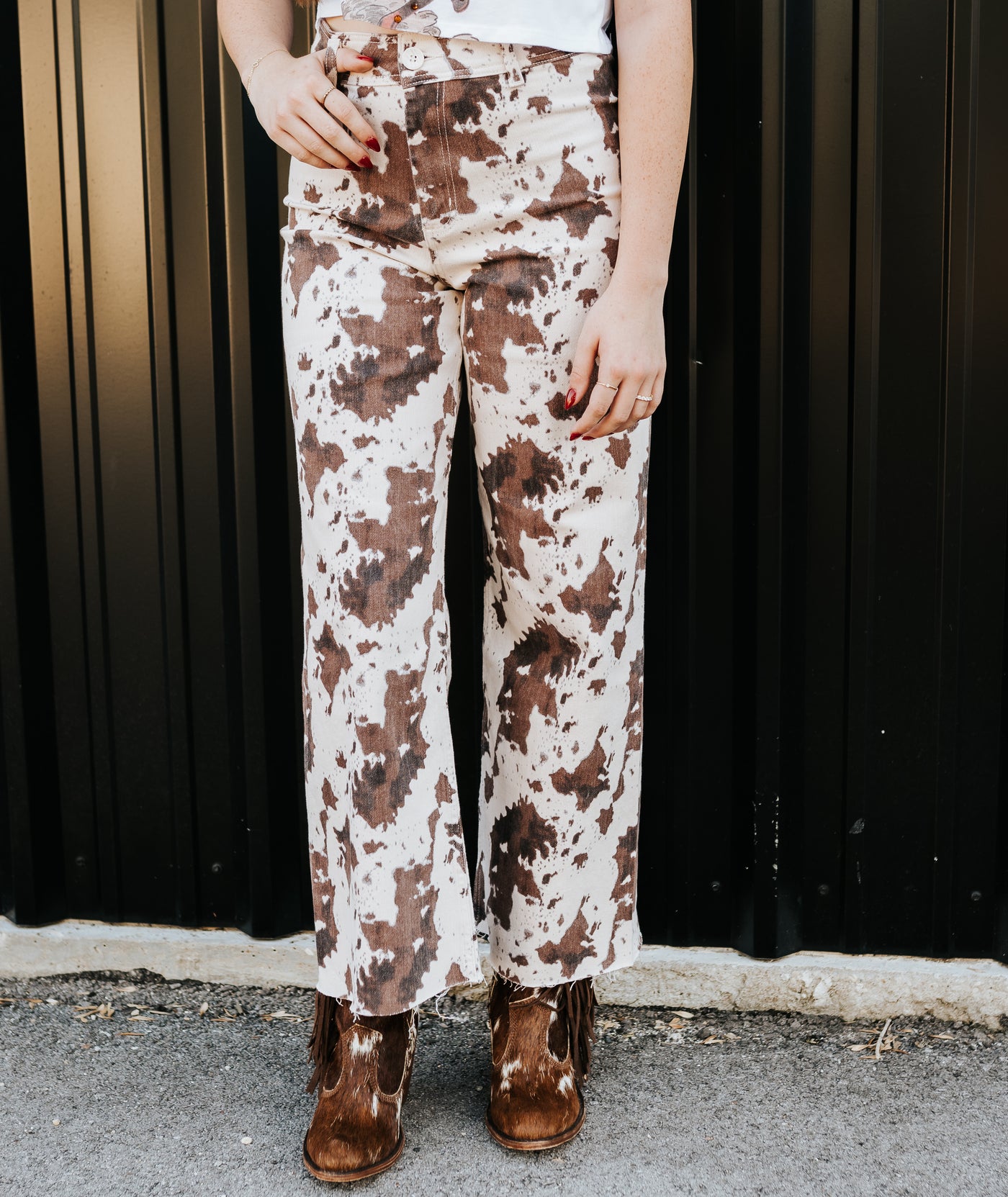 Brown Multi Print Stretch Pant P6440