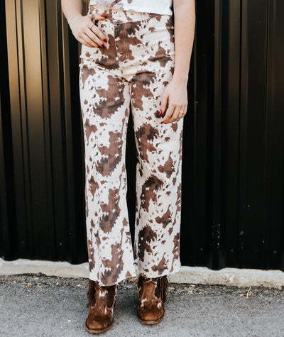 Brown Multi Print Stretch Pant P6440