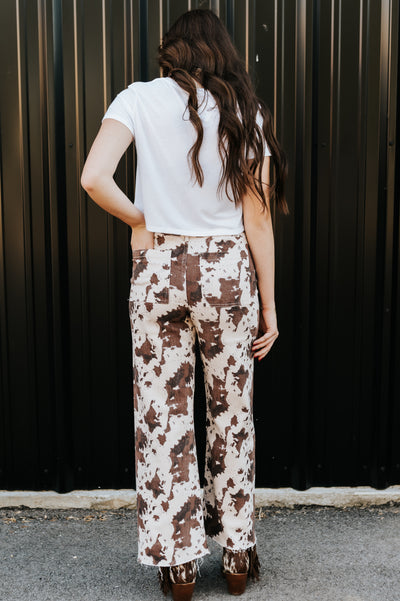 Brown Multi Print Stretch Pant P6440