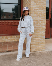 Grey/Ivory Striped Elastic Knit Pants IP5746
