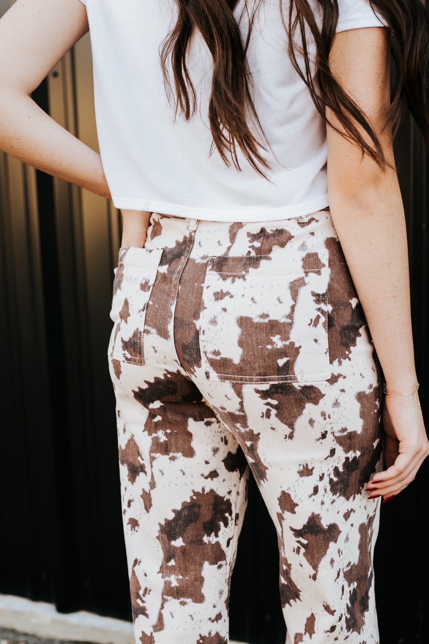Brown Multi Print Stretch Pant P6440