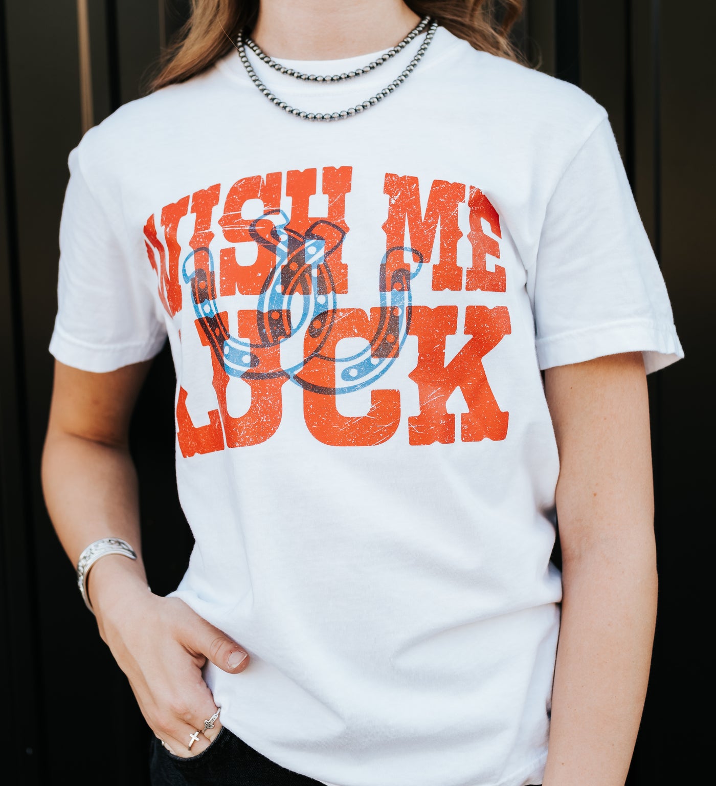 White/Red Wish Me Luck Tee