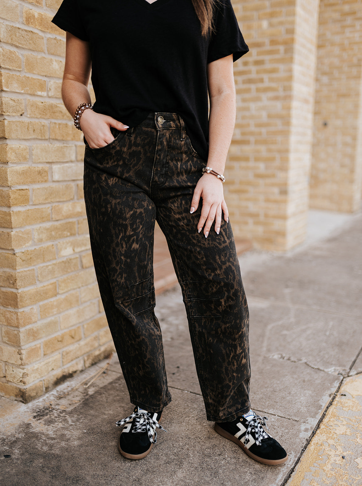 Rock & Roll  Leopard Print Barrel Jeans BWBHD09751