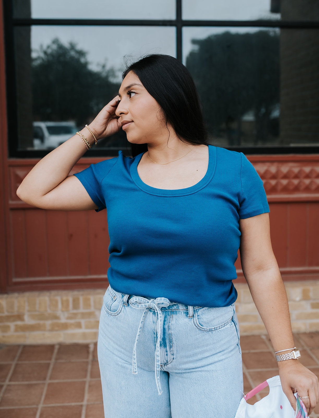 Navy Peony Jurnee Tee