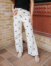Cream Polkadot Denim Pants IP1384-C