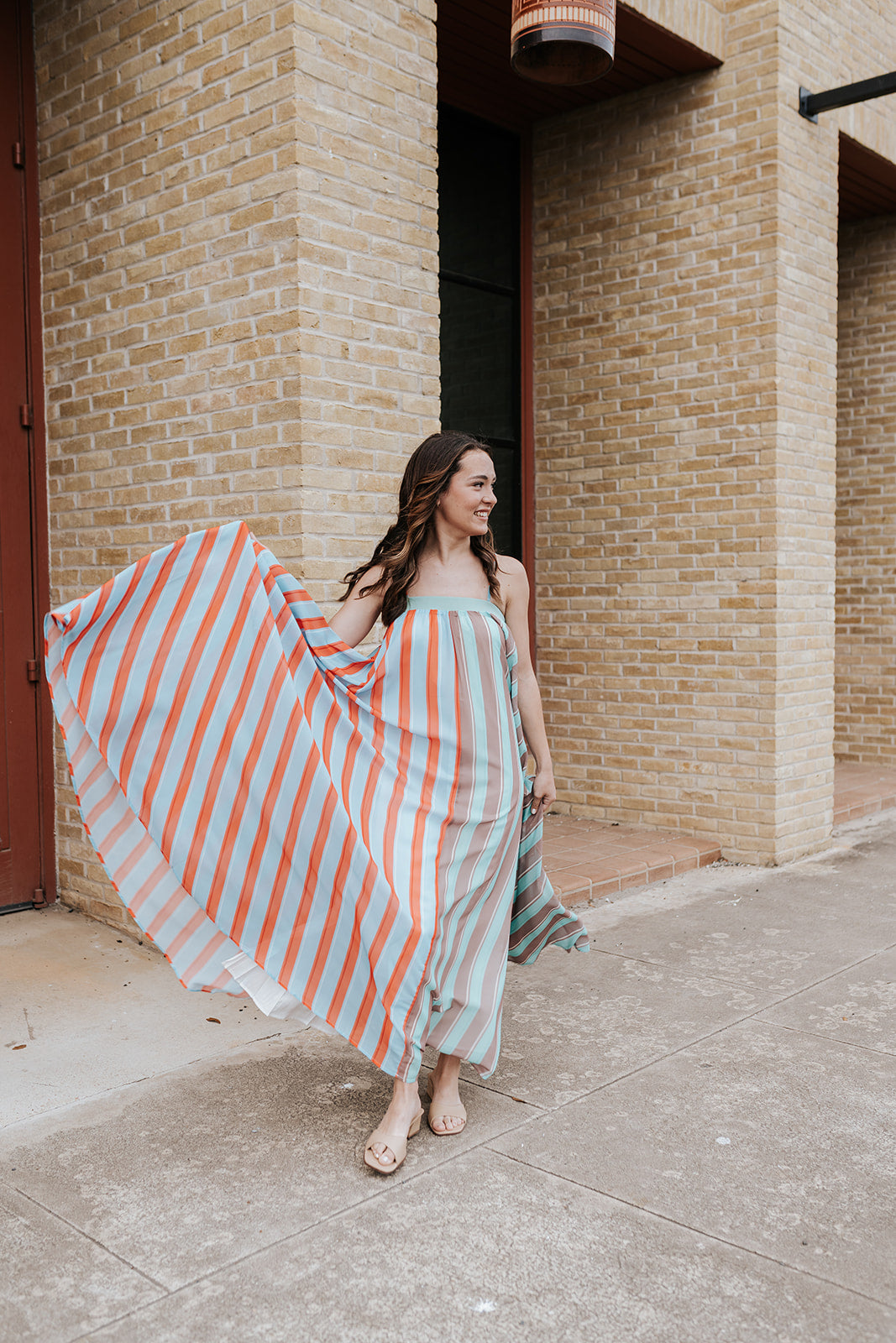 Mint Sage Serafina Striped Maxi Dress JD47874