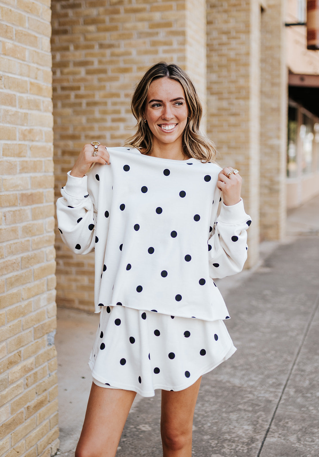 Ivory/Black Polka Dot Crop & Skort Set