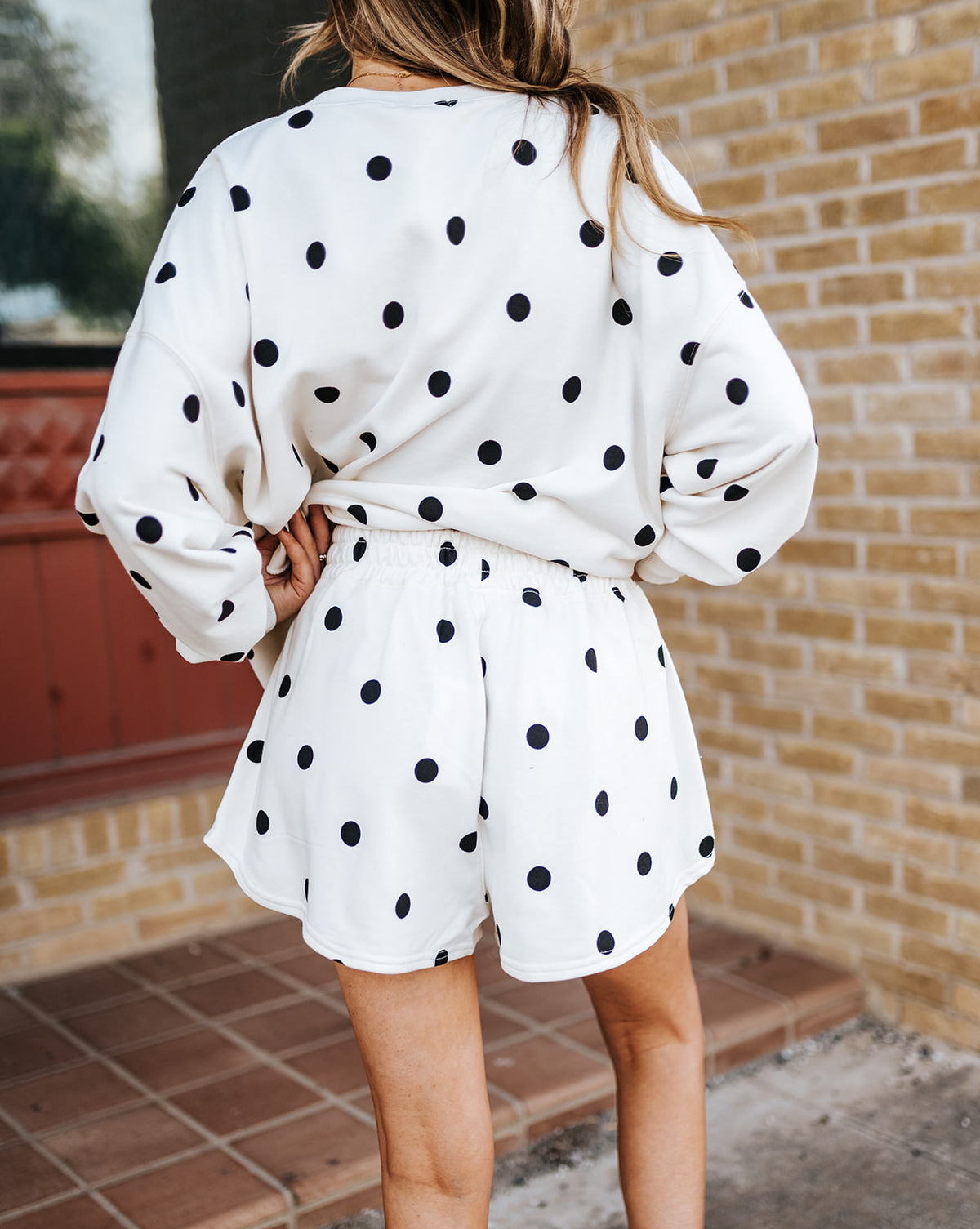 Ivory/Black Polka Dot Crop & Skort Set