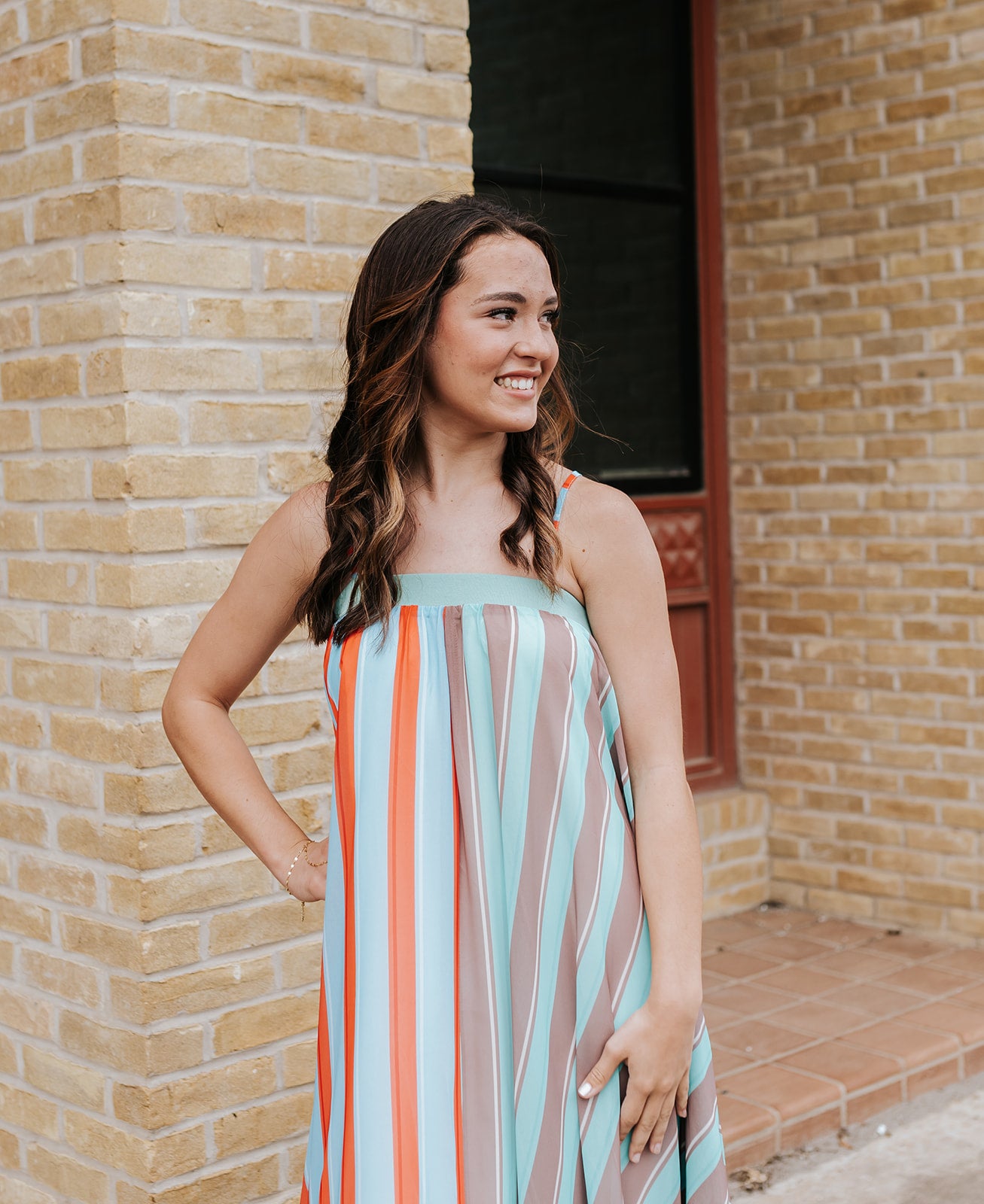 Mint Sage Serafina Striped Maxi Dress JD47874