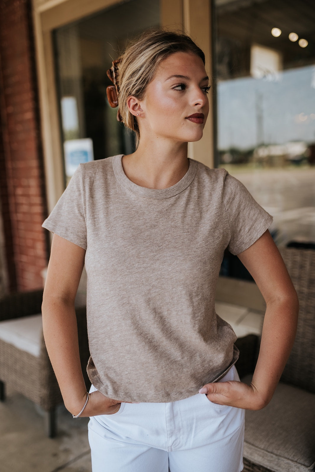 Junie Heather Ash Slub Tee ZT262980