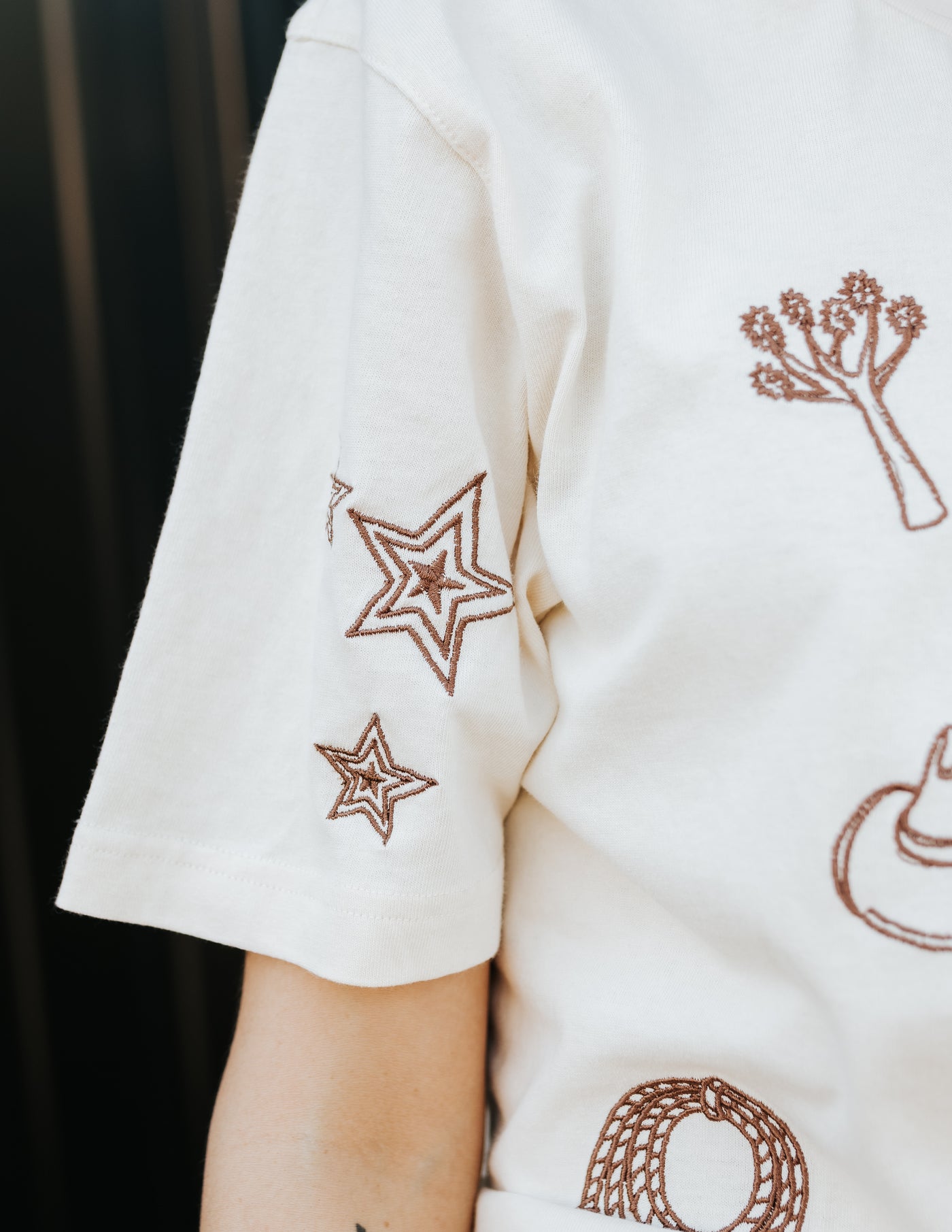 Cream Cowboy Embroidered Tee