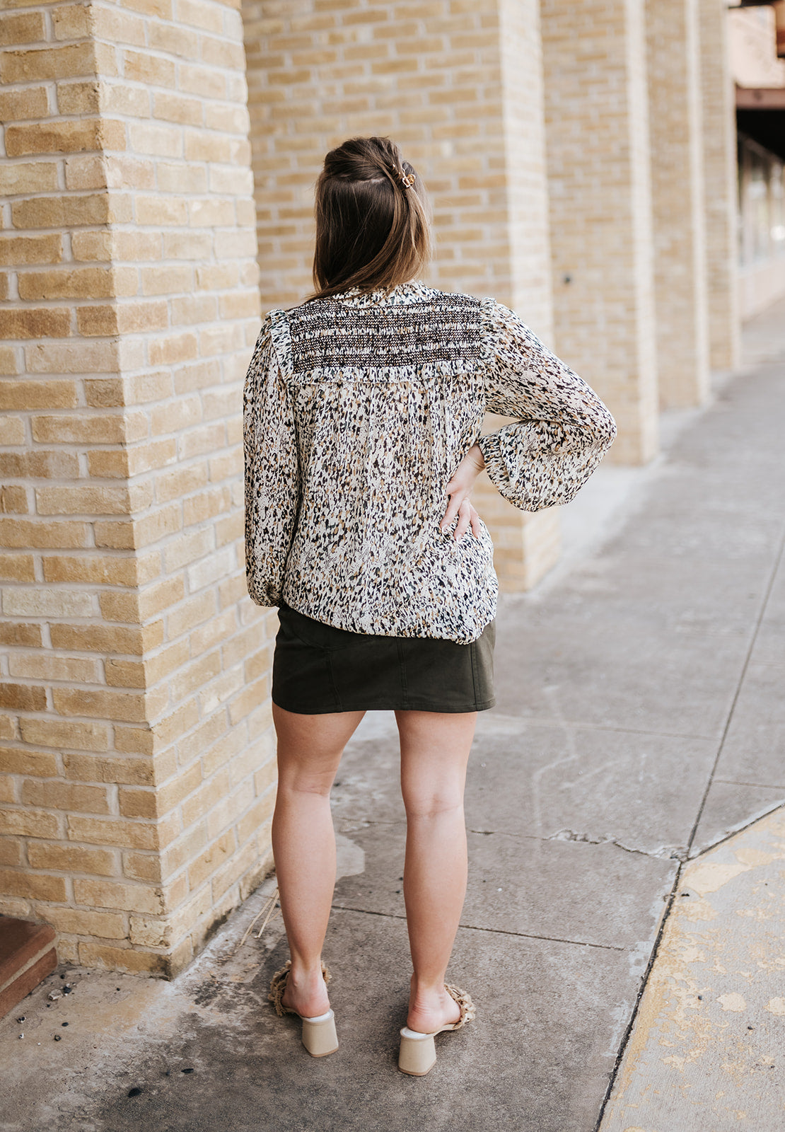 Olive Suede Mini Skirt SU4655