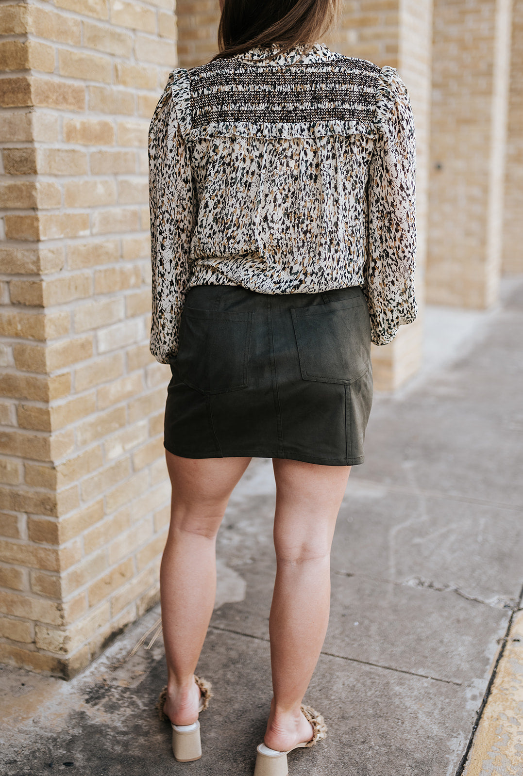 Olive Suede Mini Skirt SU4655