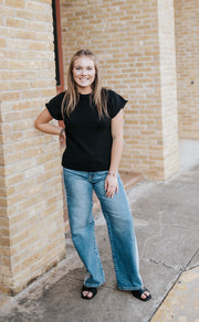 Contrast Side Straight Leg Jeans DP906