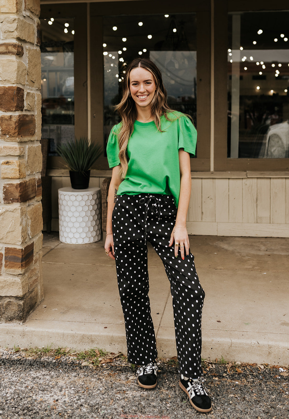 Green Pleat Sleeve Larissa Tee
