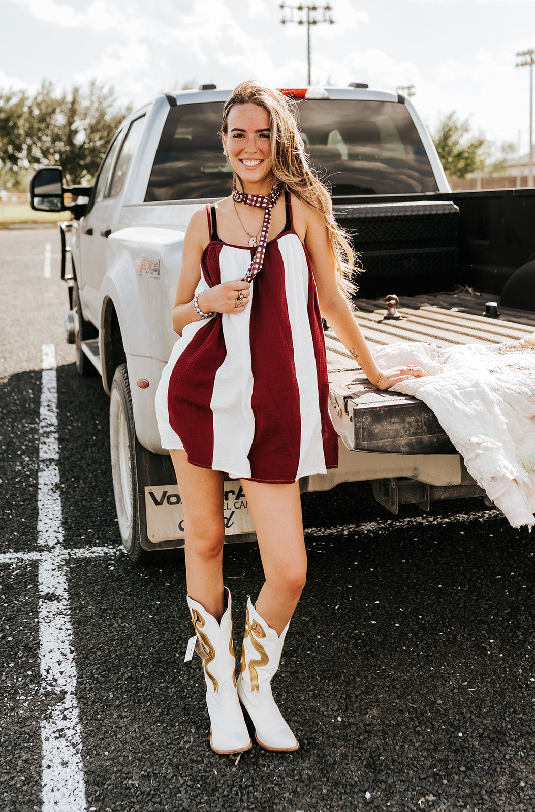 Maroon/White Striped Oversized Romper CR18069