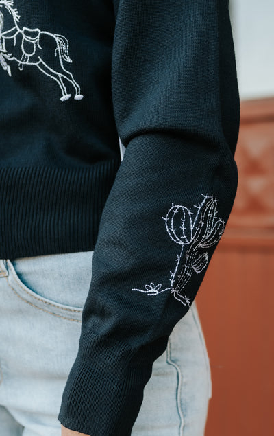 Navy Embroidered Detail Cardigan