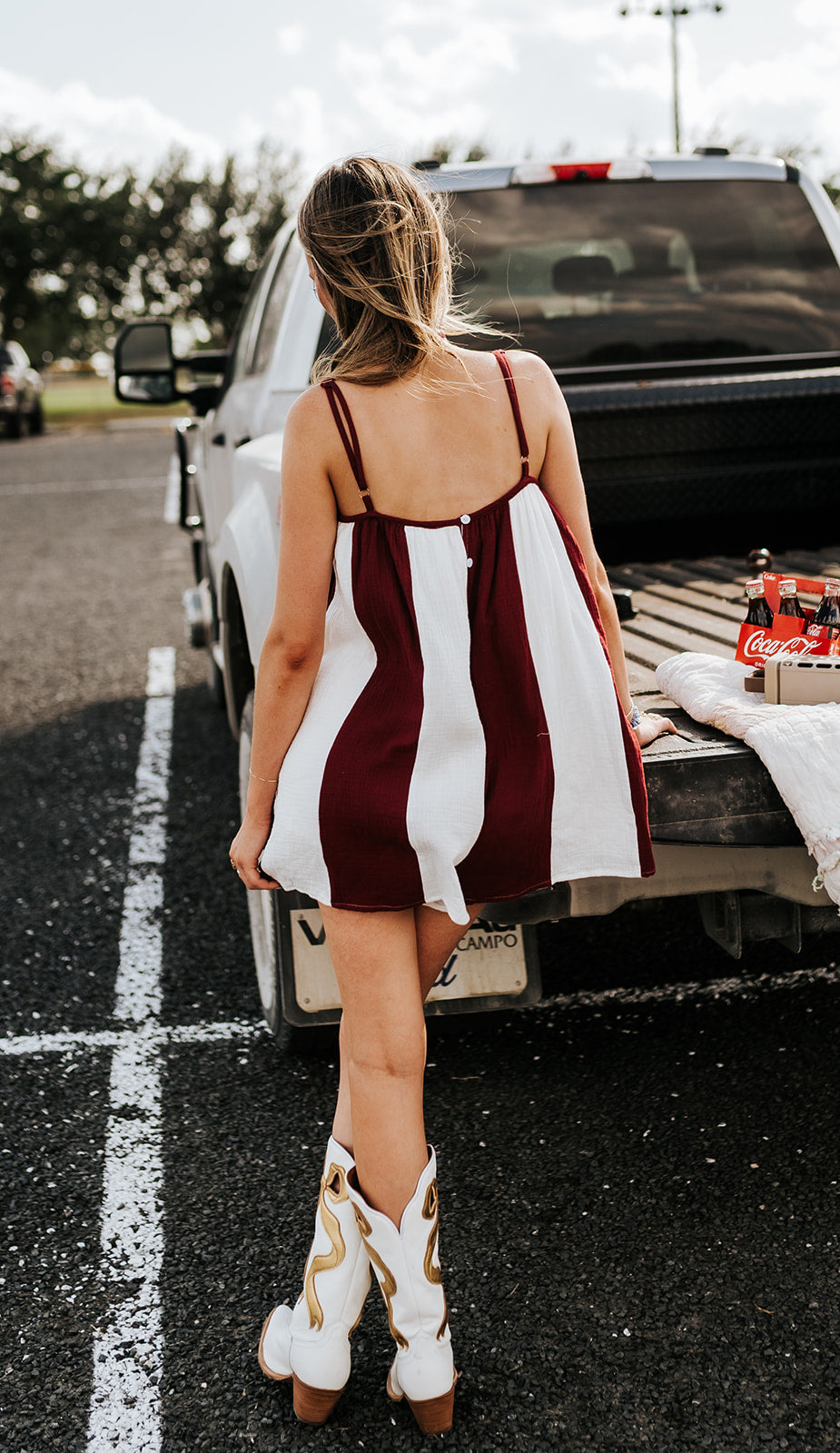 Maroon/White Striped Oversized Romper CR18069