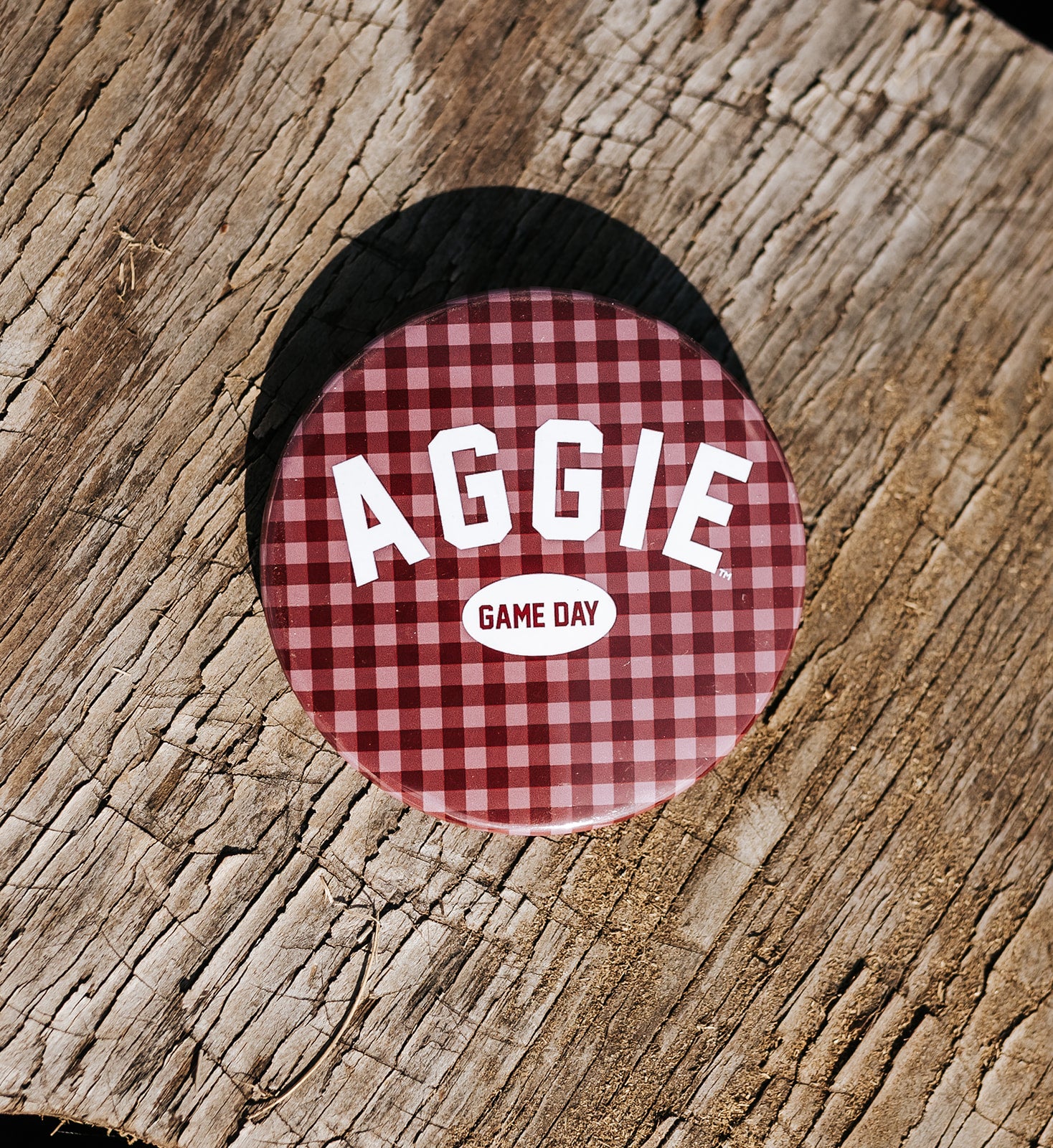 Maroon Gingham Aggie Game Day Button 2040