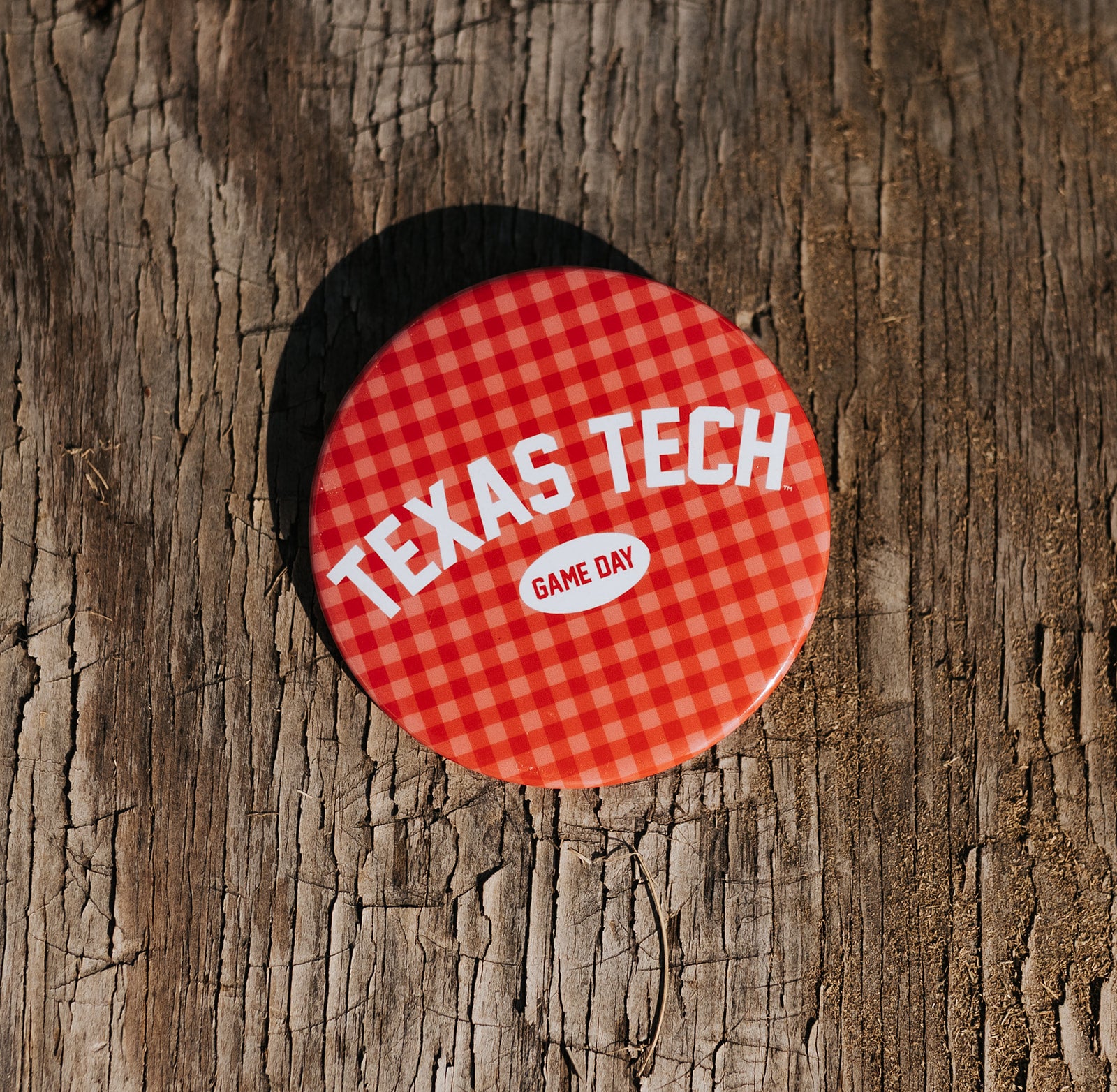 Gingham Texas Tech Game Day Button 1060
