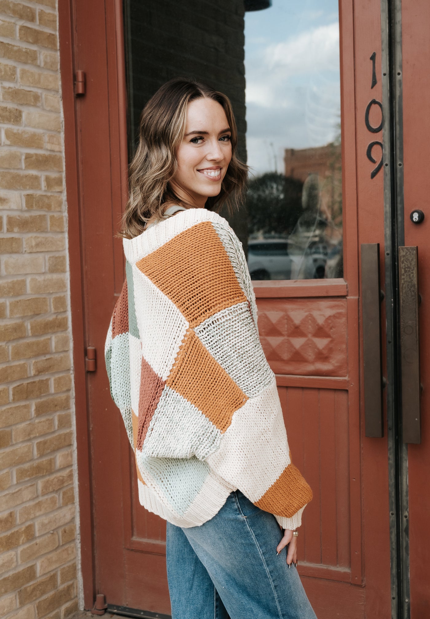 Color Block Crochet V Neck Cardigan MT40637